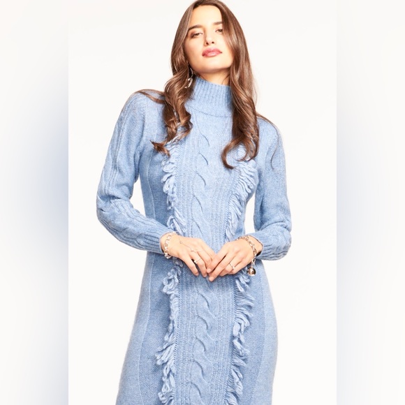 Ramy Brook Charlee Blue Long Sleeve Maxi Sweater Knit Dress - Picture 3 of 4